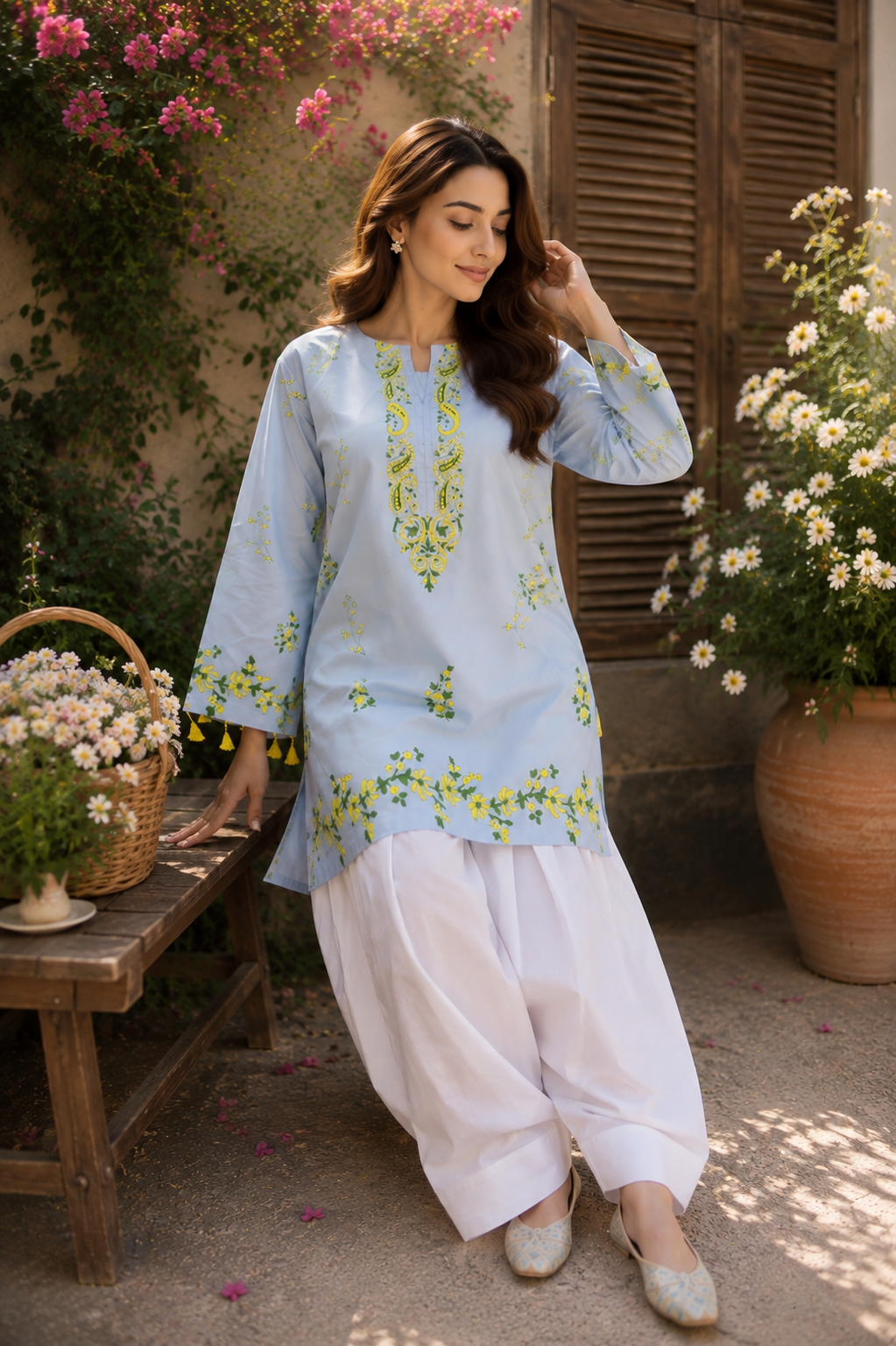 Brunnera Blockprint Kurti