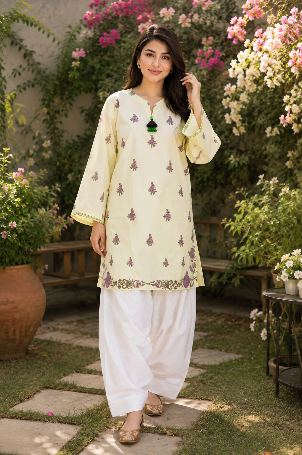 Buttercup Blockprint Kurti