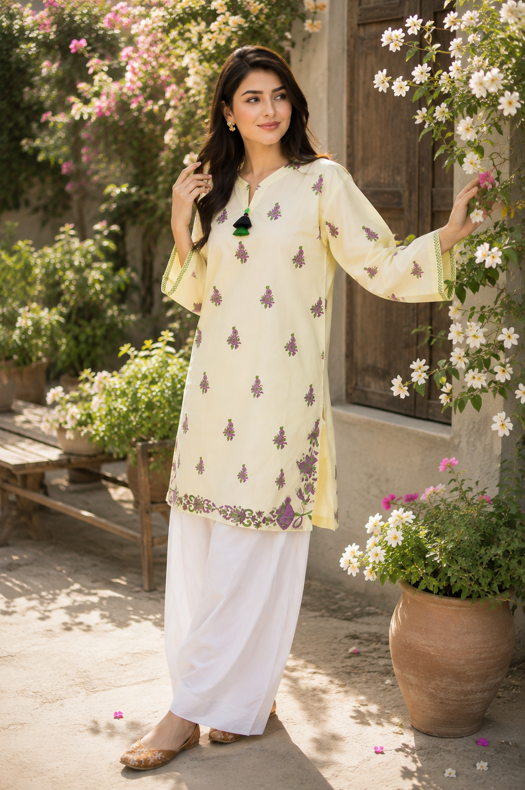 Buttercup Blockprint Kurti