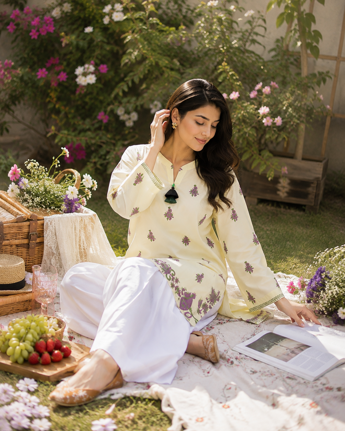 Buttercup Blockprint Kurti