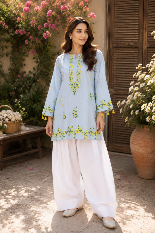 Brunnera Blockprint Kurti