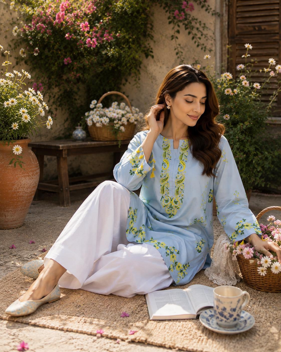 Brunnera Blockprint Kurti