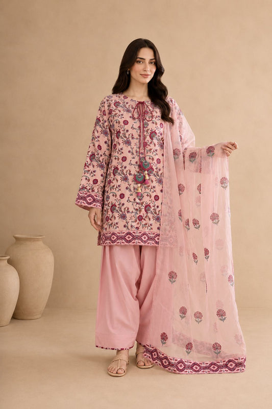 Gulbahar Blush - 3 Piece Block Print Set