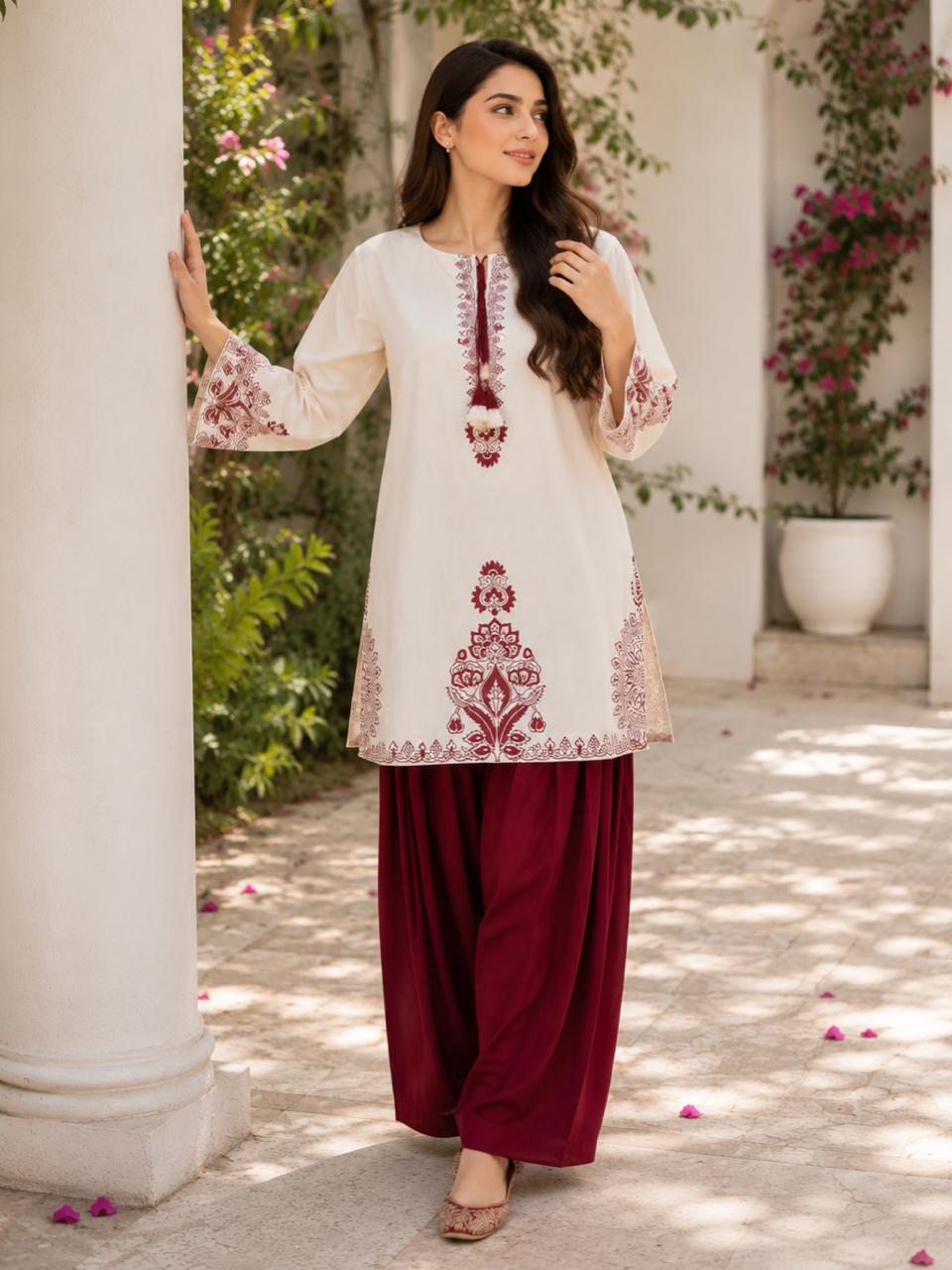 Dhalia Burgundy Blockprinted Kurta - Bagh Collection ✨