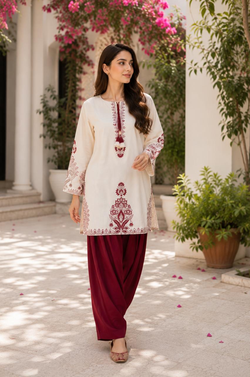 Dhalia Burgundy Blockprinted Kurta - Bagh Collection ✨