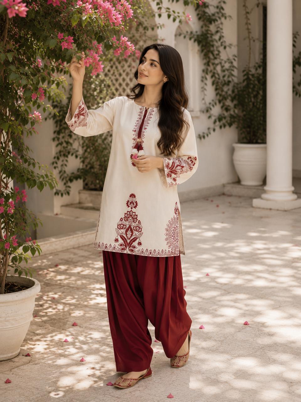 Dhalia Burgundy Blockprinted Kurta - Bagh Collection ✨