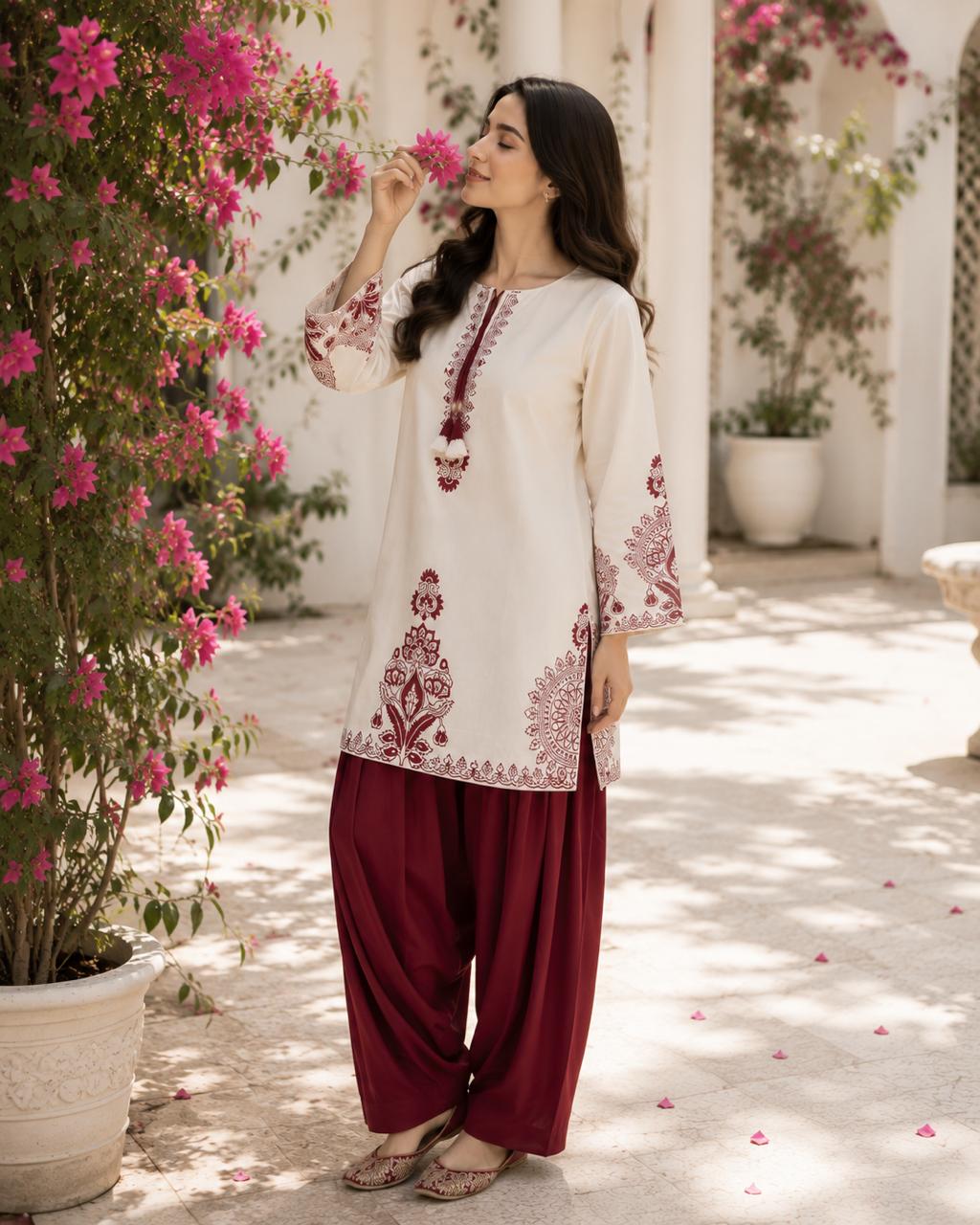 Dhalia Burgundy Blockprinted Kurta - Bagh Collection ✨